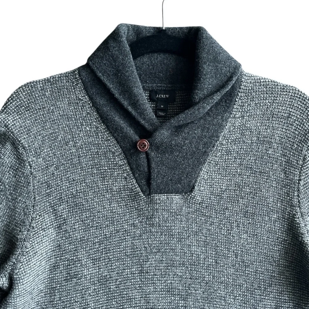 J.Crew Wool Textured Collared Sweater Medium Gray